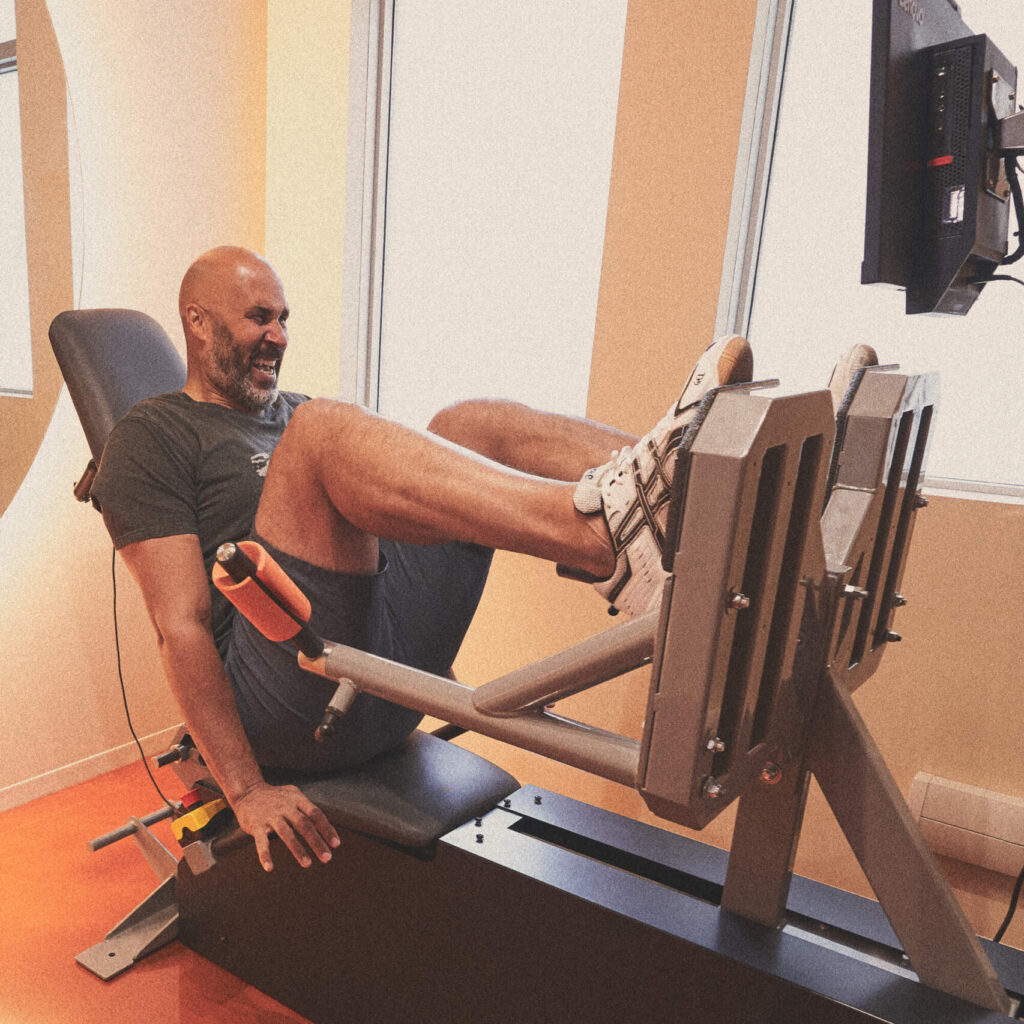 Mike Smith on the ARX fitness machine