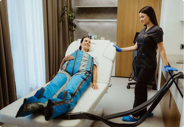 Womens with treatment machine